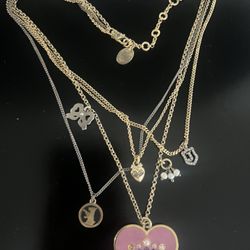 Juicy couture, pink heart, gold and silver necklace