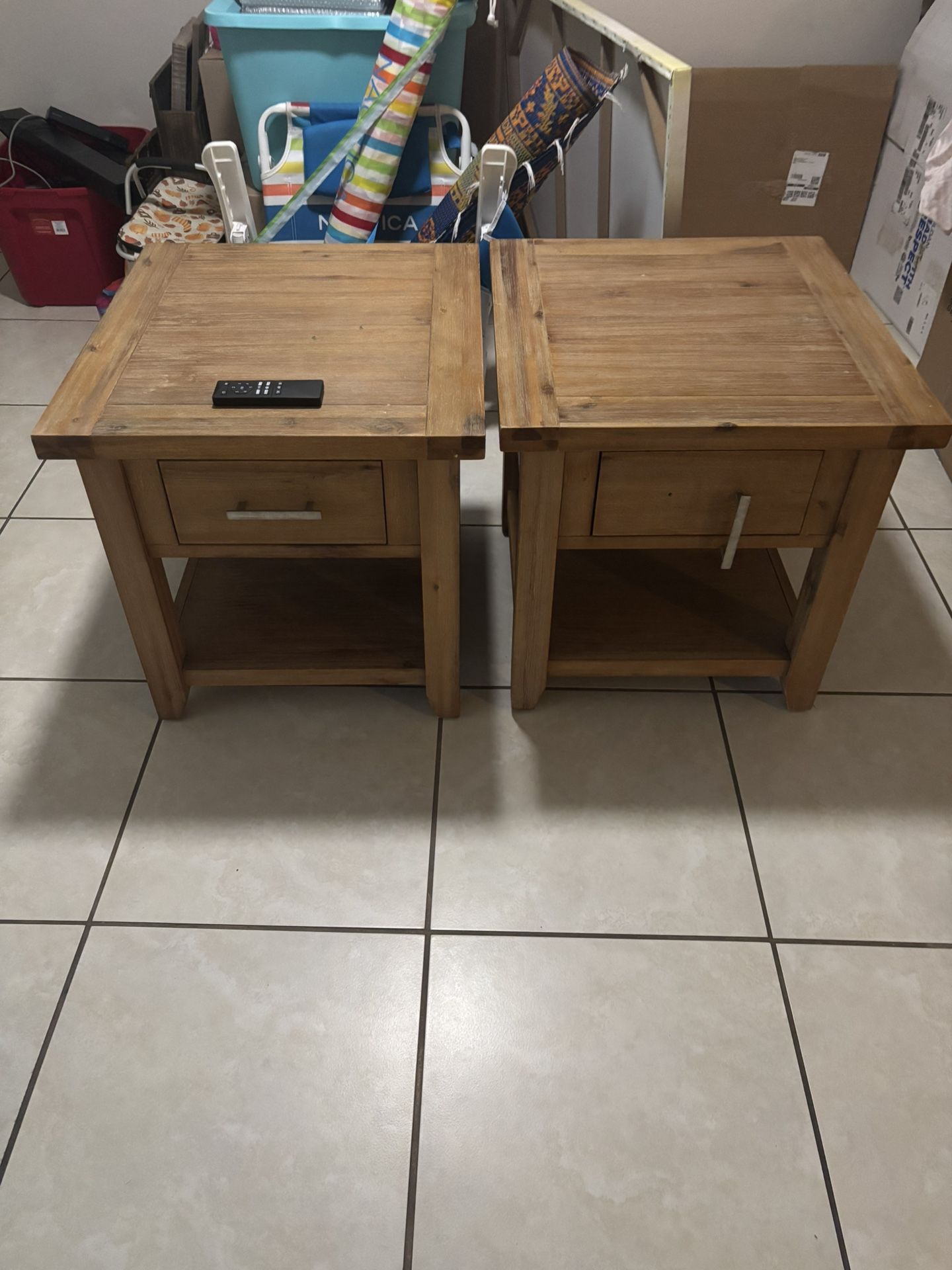Two Living Room End Tables Solid Wood