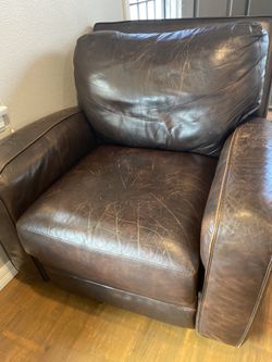 REAL Leather arm chair recliner-slim