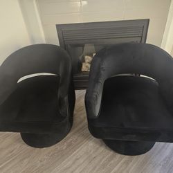Black Velvet Swivel Barrel Chairs — $125 each (take both for $225)