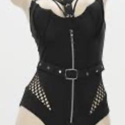 Brand New Womens Juniors JRS One Piece Halter Gothic Dark Fantasy Swimsuit Bathing Suit XL XLarge