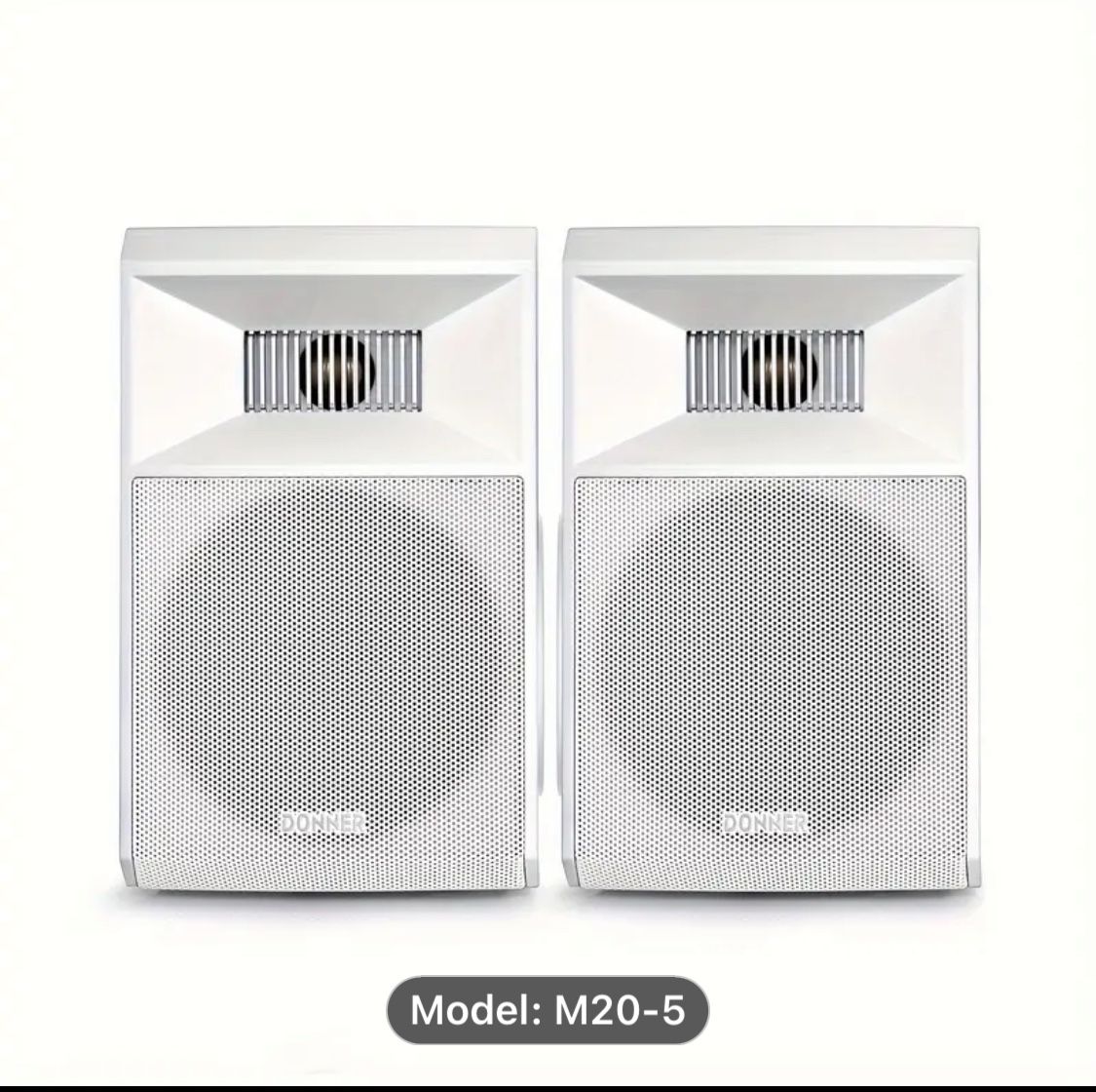 Donner Outdoor Passive Speakers (Pair) - 4.5" Waterproof Wall Mount Speakers 100 watts with Powerful Bass for Garden Patio Backyard Porch, White, M20-