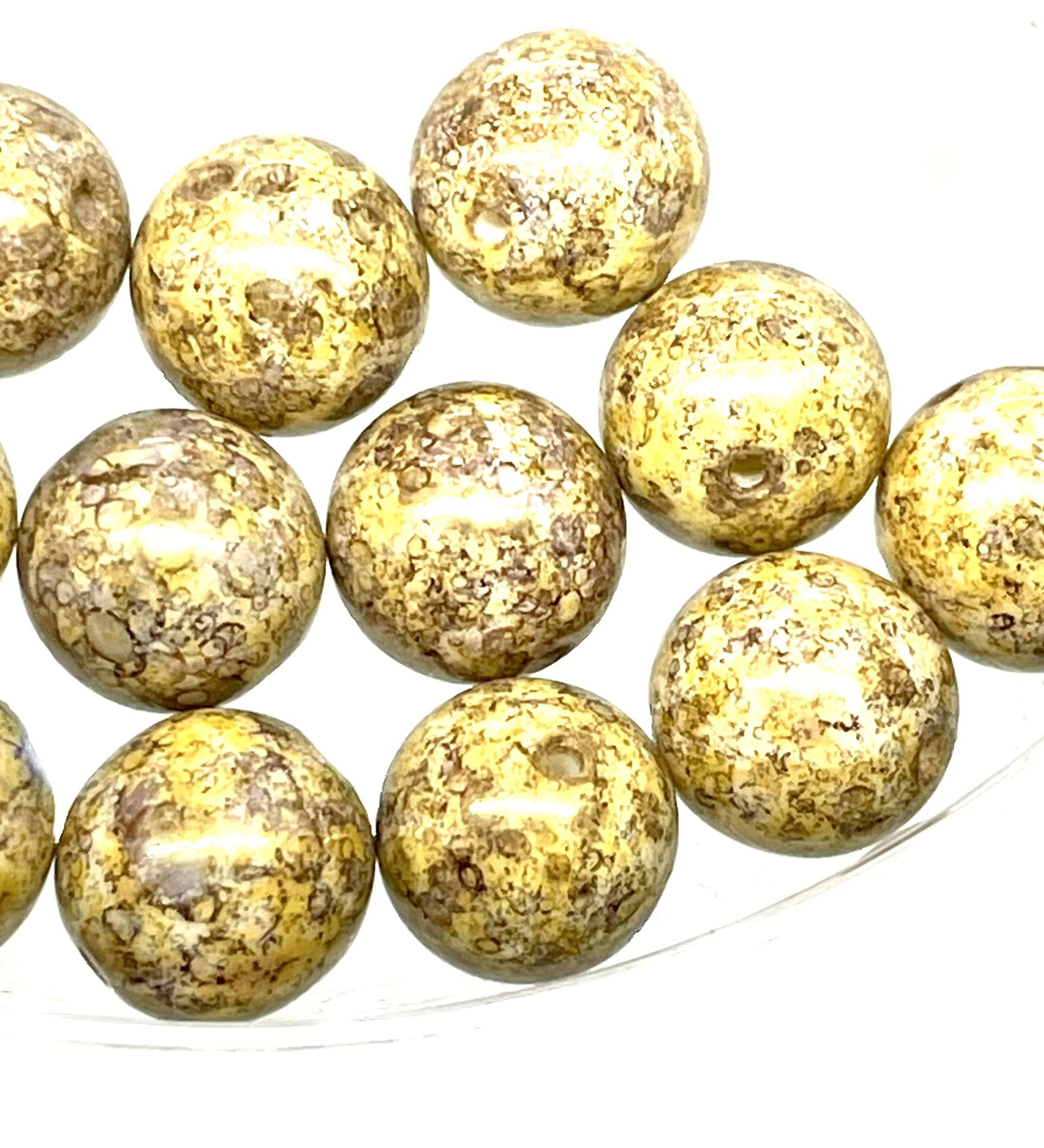 Lot Of Gold Glassy Beads 