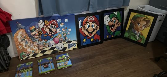 Super Mario, Sonic and Link Canvas Art