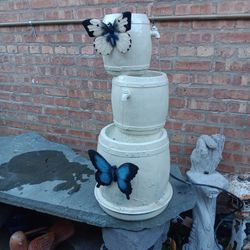 31"   Electric Fiberglass Outdoor Patio Fountain 3 Step Barrel 