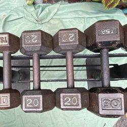 SET OF STEEL HEX DUMBBELLS (PAIRS OF) :  10s  20s  30Ss 
