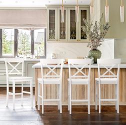 White Wood Counter Stool Set Of 3