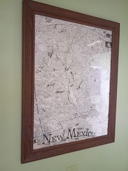 Framed map of new Mexico 24x18