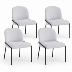 Dining Side Chairs Bronze + Light Grey (Set of 4)