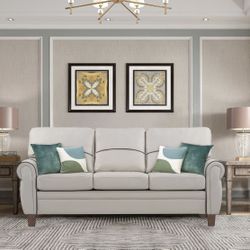 79” Mid-Century PU Leather Upholstery Sofa Couch