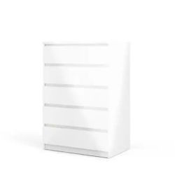 Scottsdale 5-Drawer White High Gloss Chest of Drawers 43.82 in. H x 30.31 in. W x 19.69 in. D