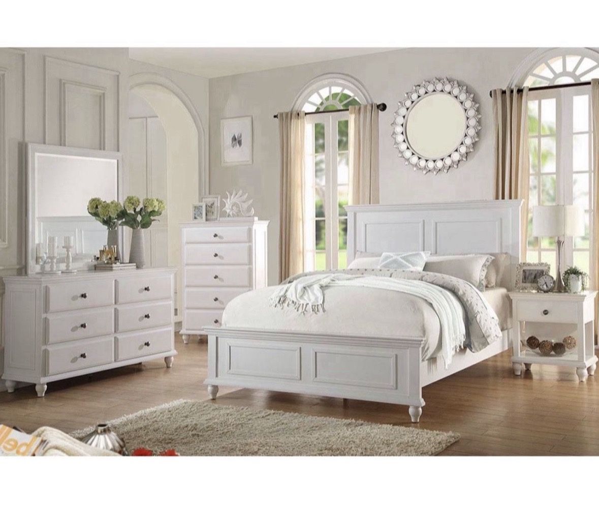4- Pc Bedroom set Dresser,Mirror Nightstand (1) Queen size bed frame Not including Mattress and Box Sp