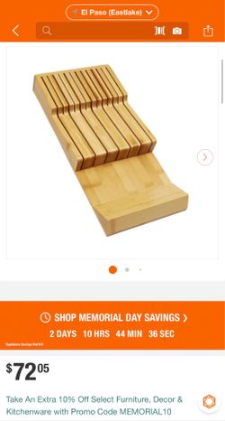 13-Knife In-Drawer Bamboo Knife Block Knife Storage Organizer with Two-Tier Design for Safe Easy Access