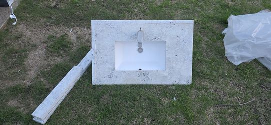 Bathroom Granite Countertop with Sink and Backsplash