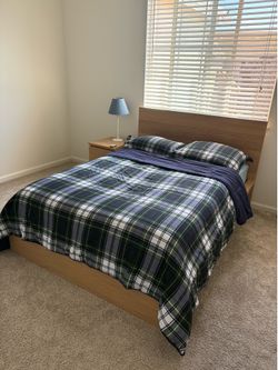 IKEA Malm full size bed frame with nightstand