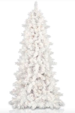 7’ Christmas Tree White with Clear Lights