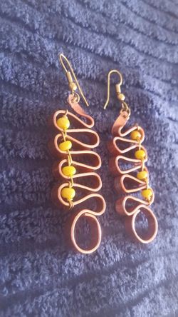 Yellow & copper earrings