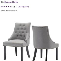 Two Upholstered Dark Grey Parsons Chairs 