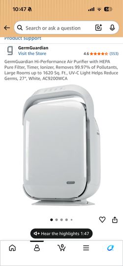 Germ guardian air purifier