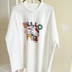 Sanrio painting Hello Kitty oversized T-shirt Mesh Cloth
