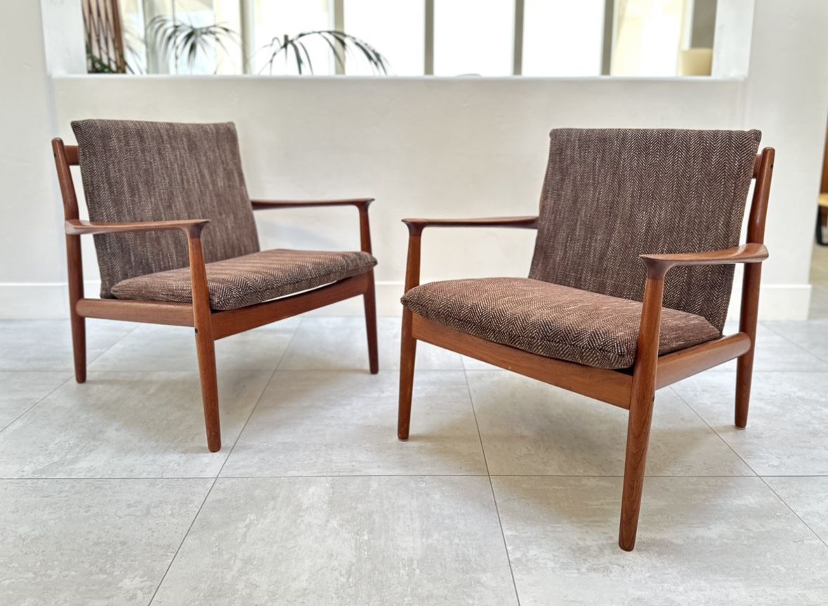 Vintage Danish Modern Teak Lounge Chairs