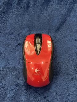 Logitech M525 Wireless Optical Mouse Red Black Scroll Wheel On/Off Switch