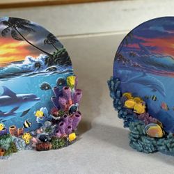 Sealife At Sunset And Tropical Sunrise Collector Plate Anthony Jones 1996 Hamilton