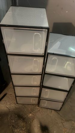 Stackable Plastic Drawer Storage Units Set of 2
