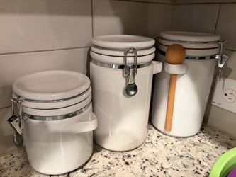 White Ceramic Canister Set of 3