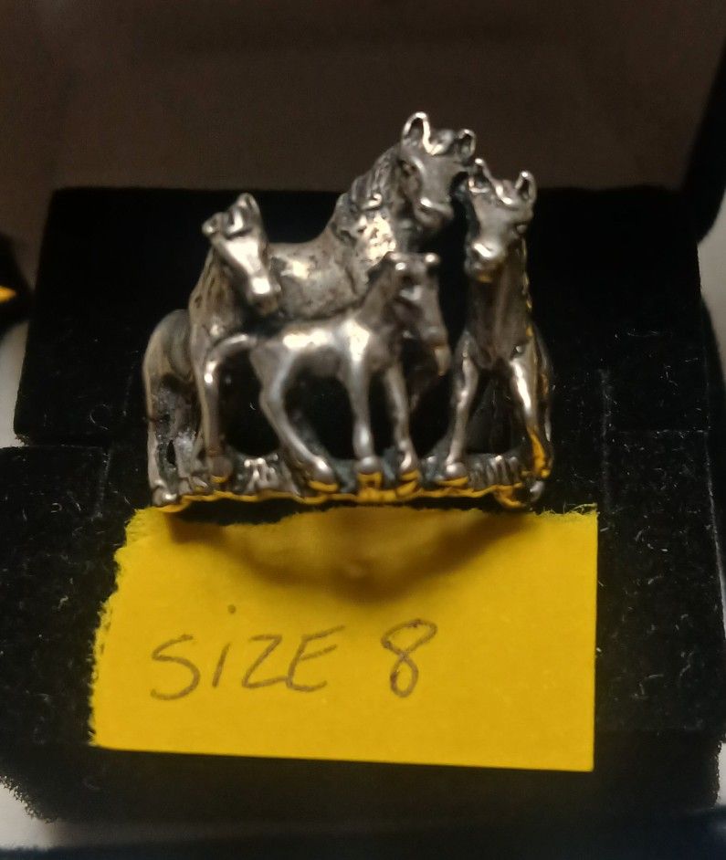 Sterling Silver Horse Family Ring