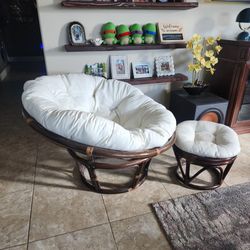 Large Papasan Chair + Footstool