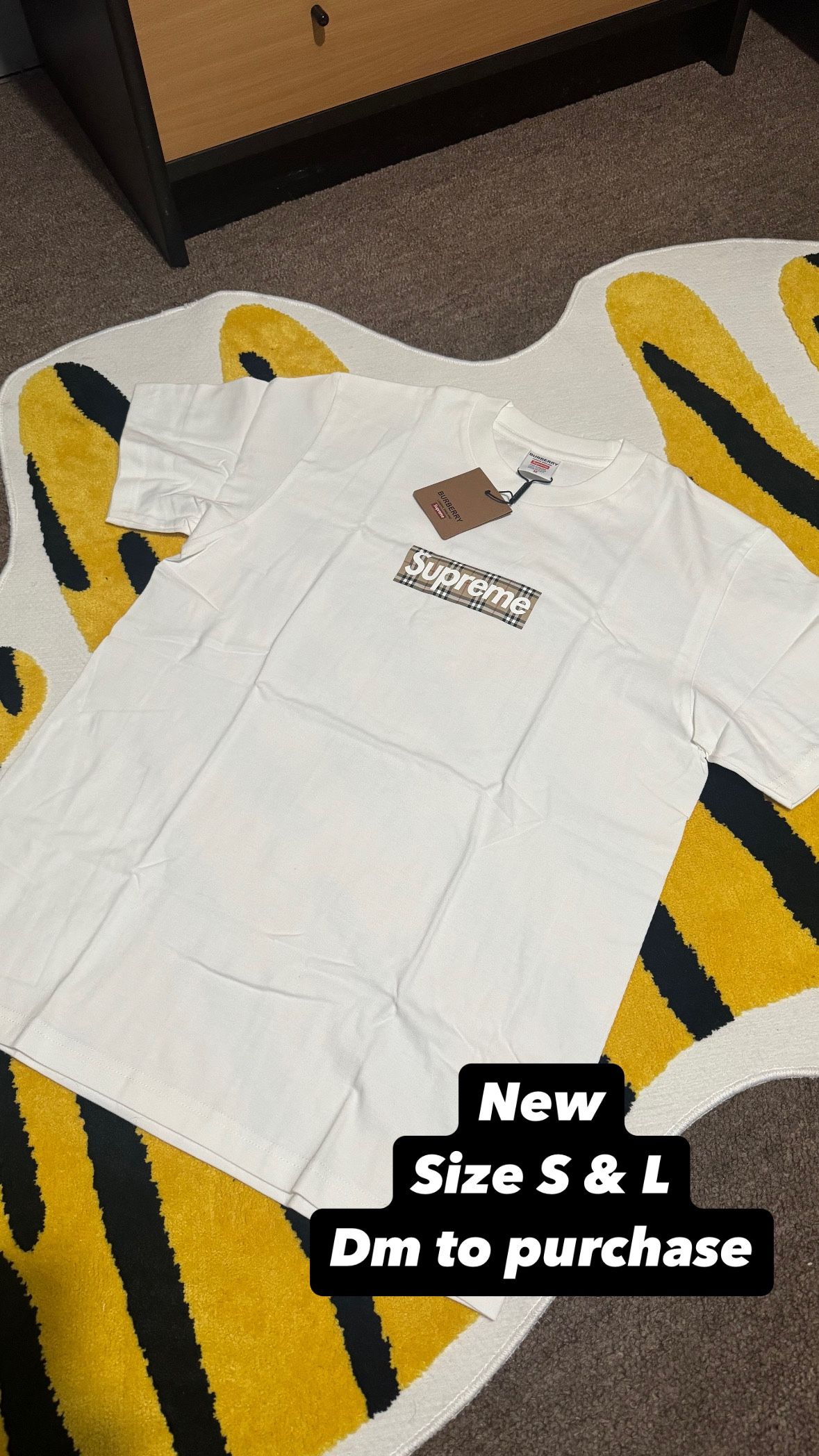 White Supreme Burberry Box Logo Tee