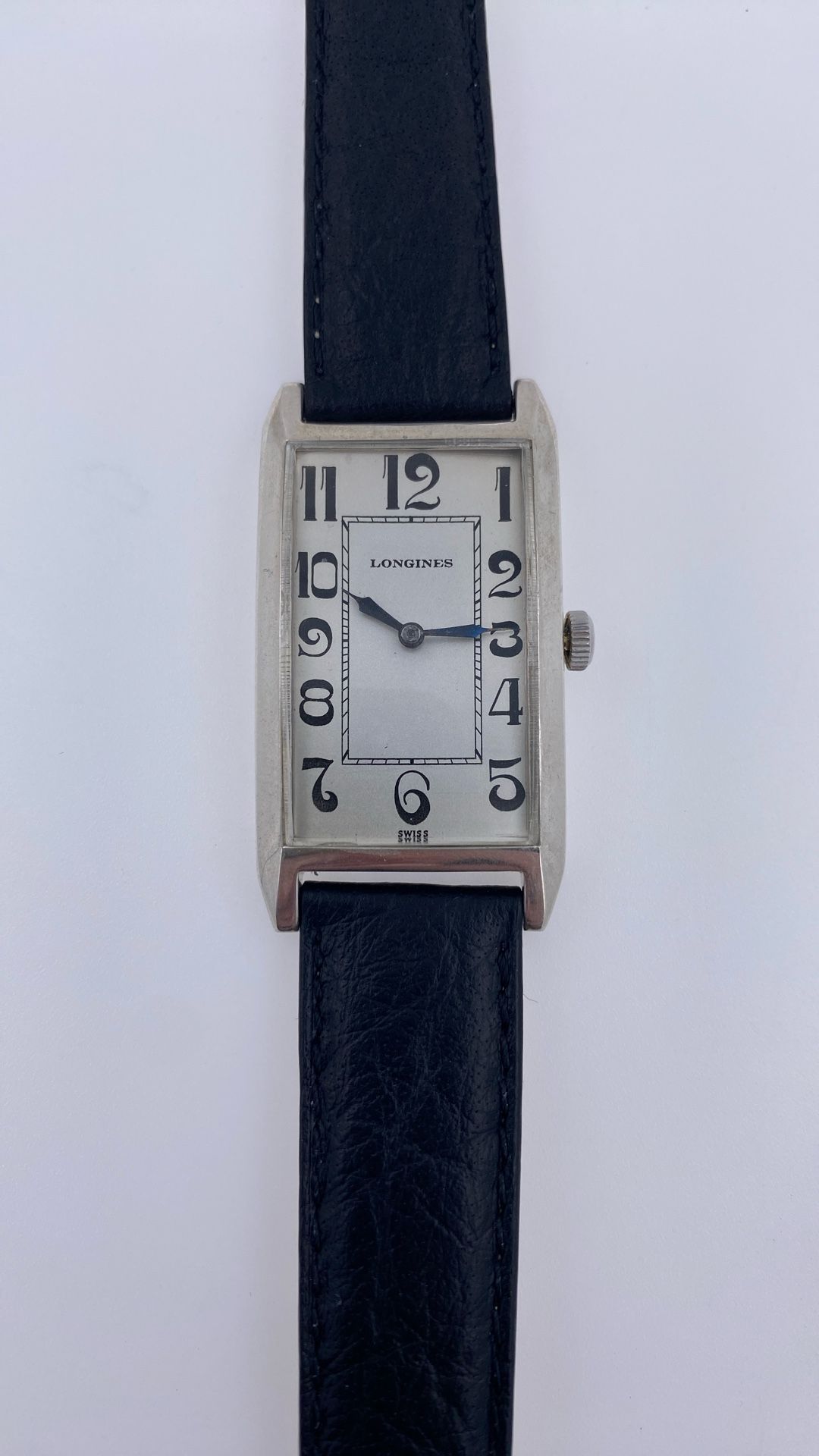 Vintage Longines Men Watch Sold Silver Case Exaggerated Numbers Manual Wind