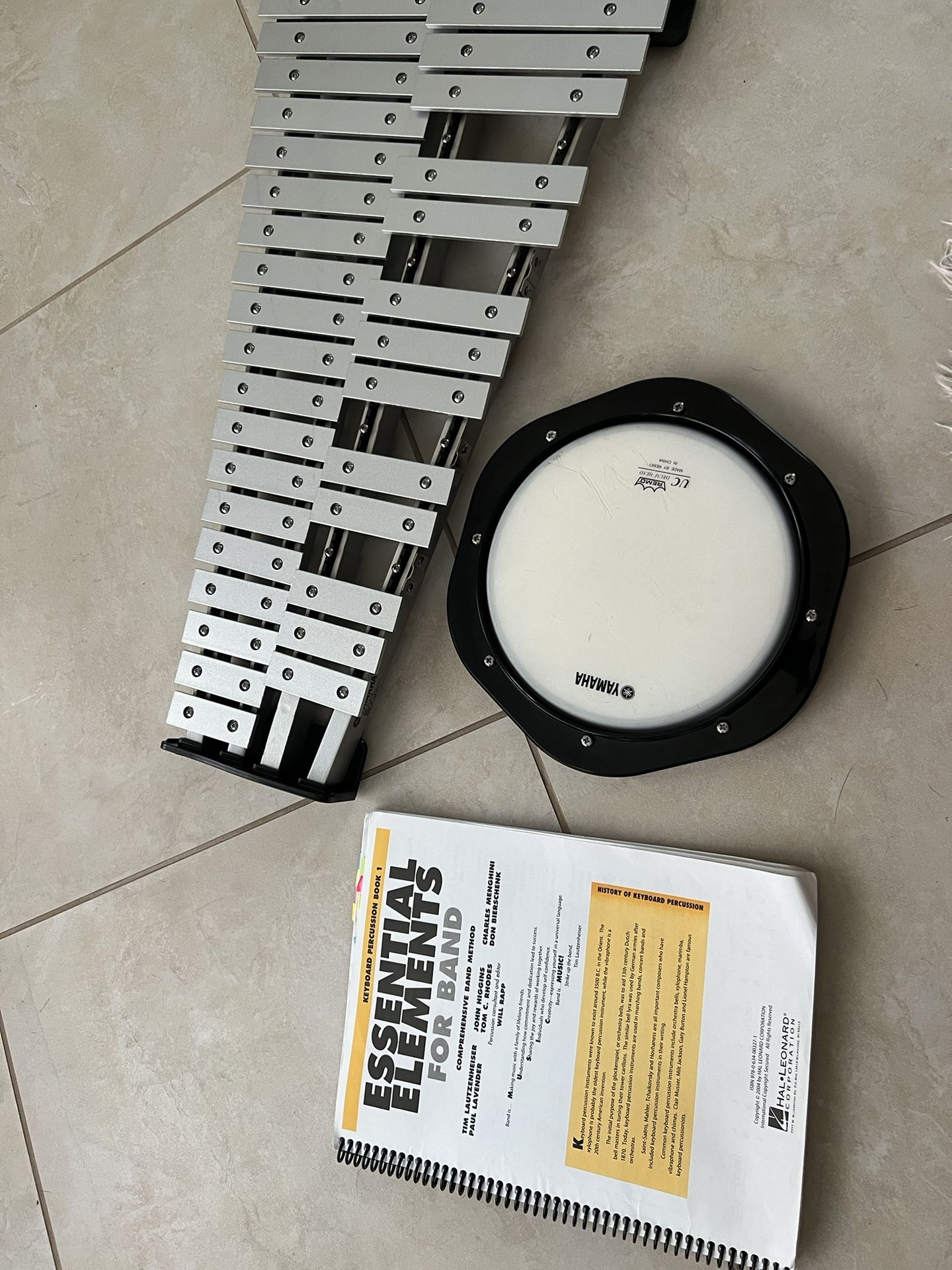 Portable Bell Set And Practice Pad For Percussion