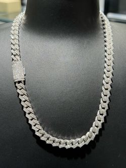 Solid 10k Gold 9mm Natural Diamond Cuban Link Chain 20 inch