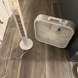 (1) Box Fan (1) Tower Fan