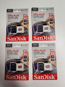 4 Of Sandisk Ultra PLUS 128GB micro SD card NEW