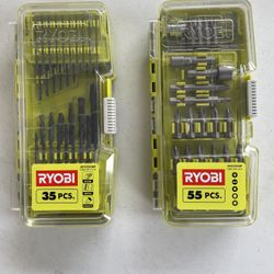 2 Sets Portable Ryobi Driving Bits, Nut Driver, Black Oxide Drill Bit