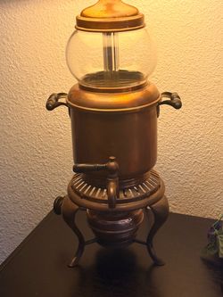 Antique Copper & Brass Tea  Samovar boiler dispenser  with Glass Globe