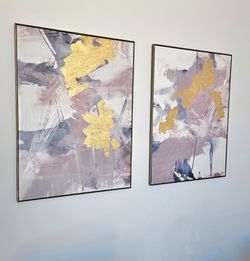 Z Gallerie Large 30x40 Framed Abstract Wall Art Set (2) – Gold Accents | Z Gallerie Style