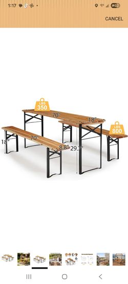 Foldable Picnic Table with one bench