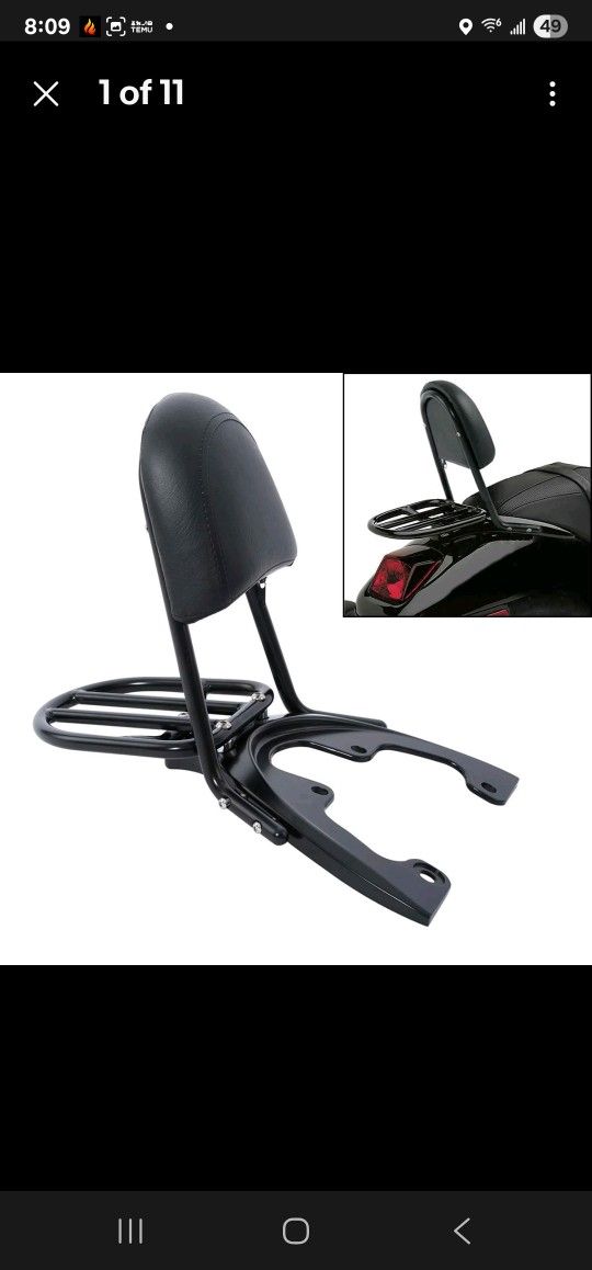 Sissy Bar Backrest Rack & Baseplate Fit For Harley V-Rod Night Rod 2007-2011