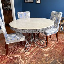 Marble Top Table And 4 Parsons Chairs