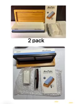 Knife Sharpening Stone 2 pack 1 blue and white, 2 Side Grit 1000/6000