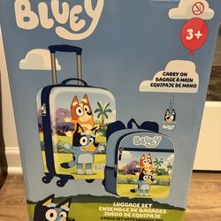 Pick up from Mount Juliet 37122..Brand New 2pc Kid's Bluey Character 18" Carry on Hardside Spinner Luggage Suitcase N Backpack With Box