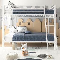White Metal Twin over Twin Bunk Bed