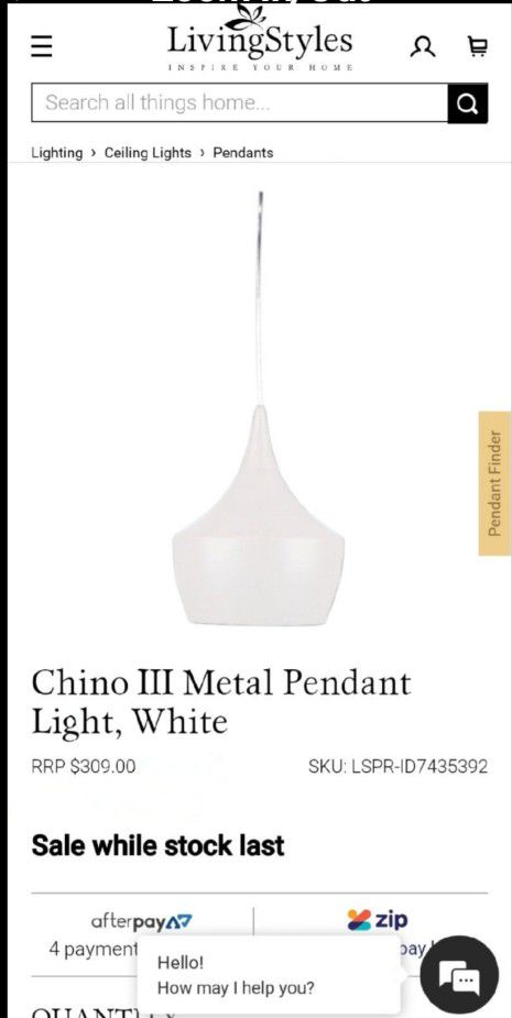 White Metal W/ Wood Base Pendant Lamp Lighting Fixture