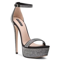Brand New Ruthie Davis Size 40 TEDDY - BLACK/CRYSTAL Heels 