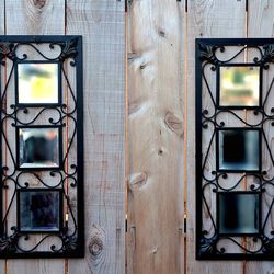 BRAND NEW !! BEAUTIFUL OUTDOOR BLACK METAL FRAMED with 6 5"x5" BEVELED MIRRORS.