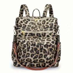 Leopard Pattern Backpack Purse